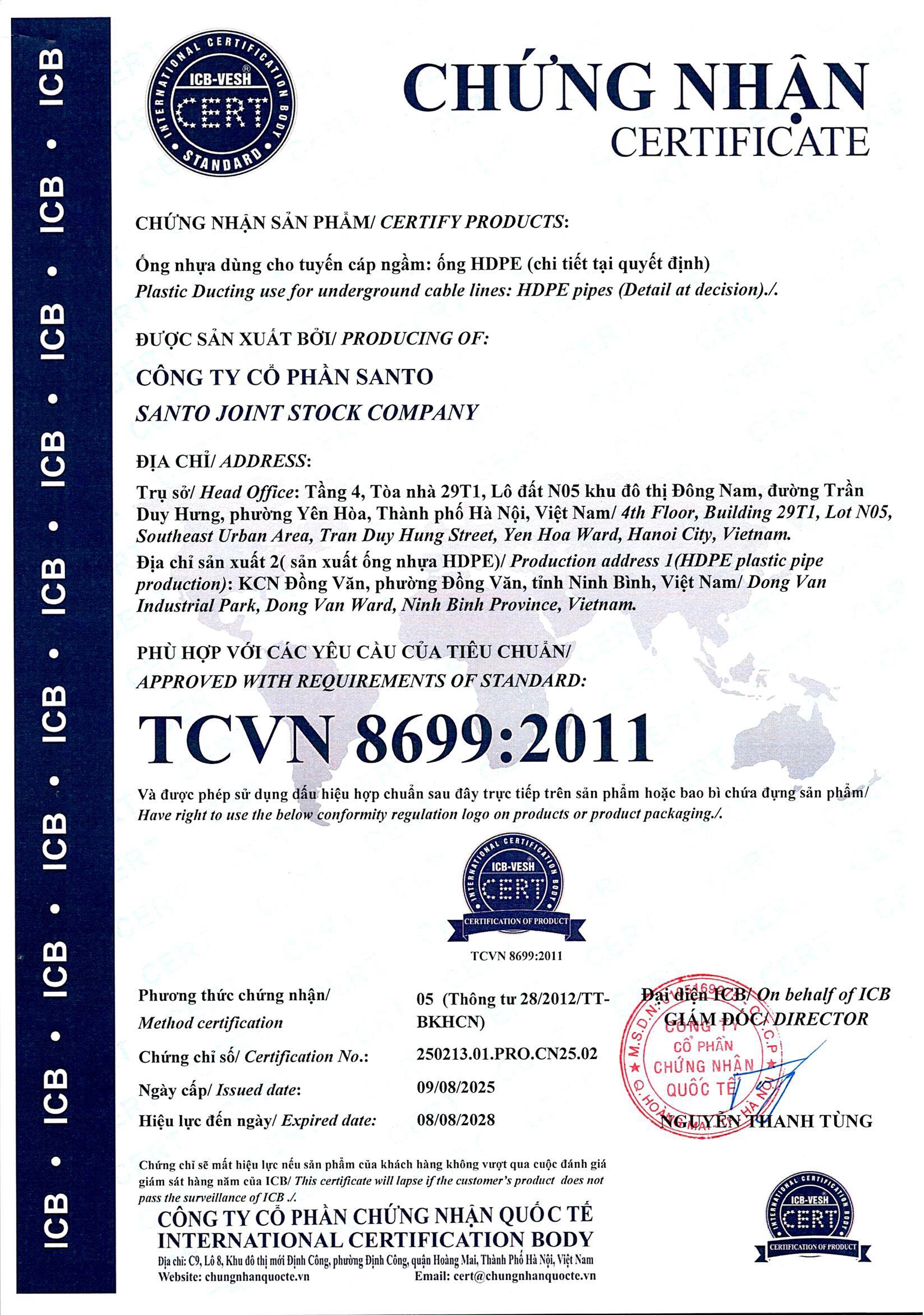 Chứng nhận TCVN 8699:2011
