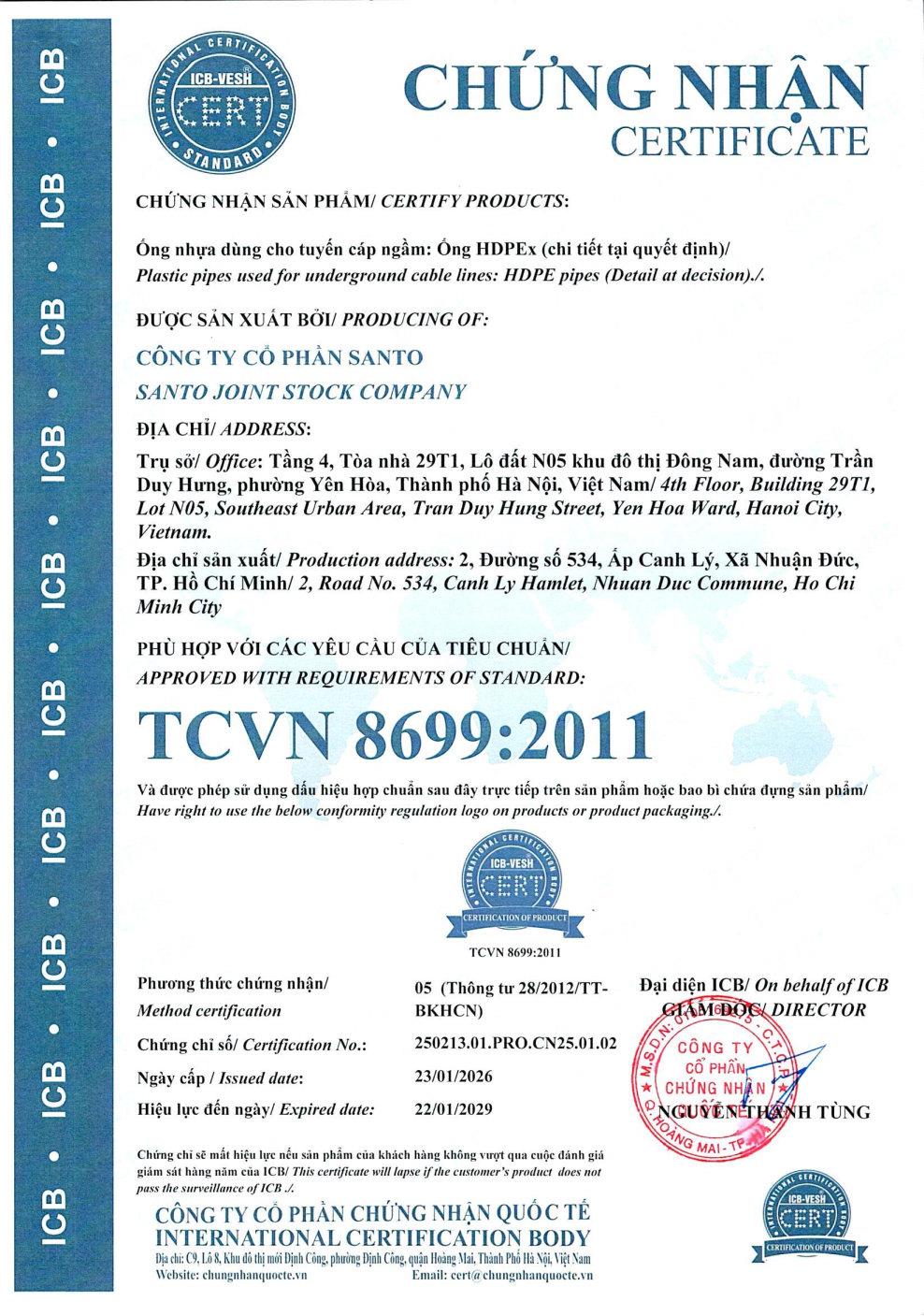 Chứng nhận TCVN 8699:2011